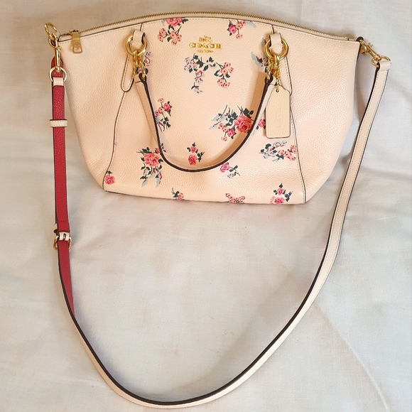 Coach Floral Cream Satchel Bag - Picture 7 of 10